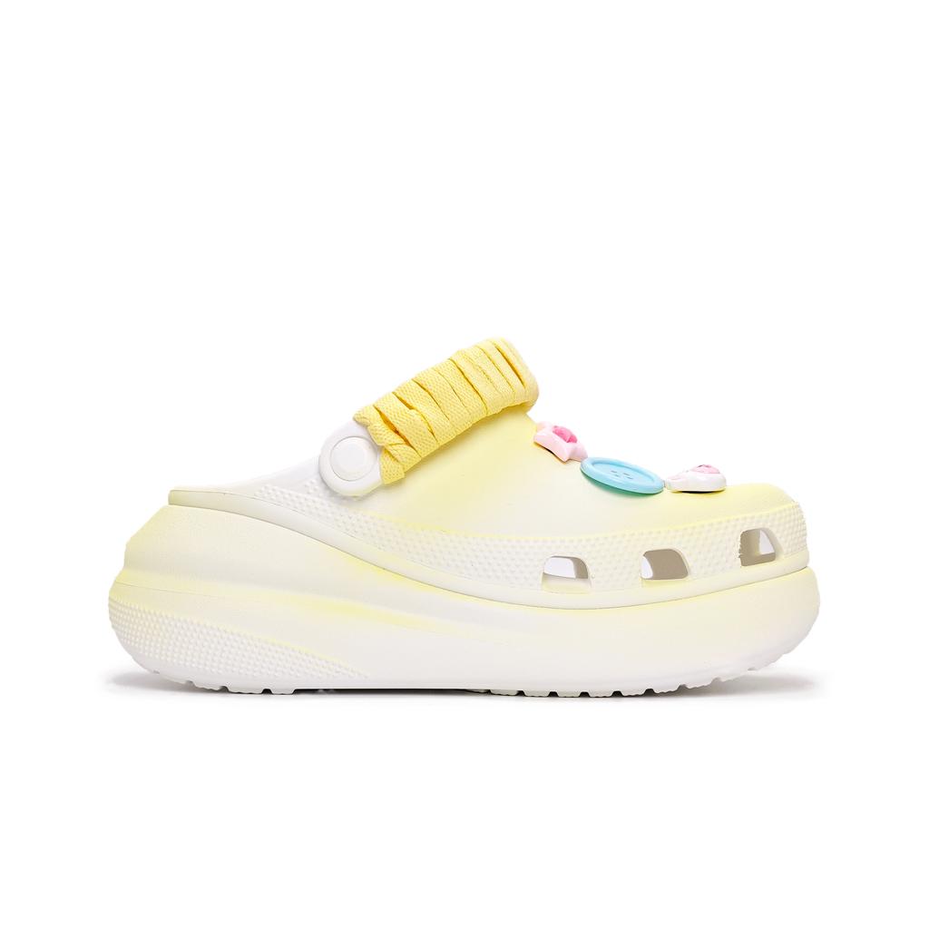 Crocs Crush Clog EVA Graffiti Decorative Buckle Commuter Comfortable Personality Simple Hole Shoes Women's Lemon Yellow