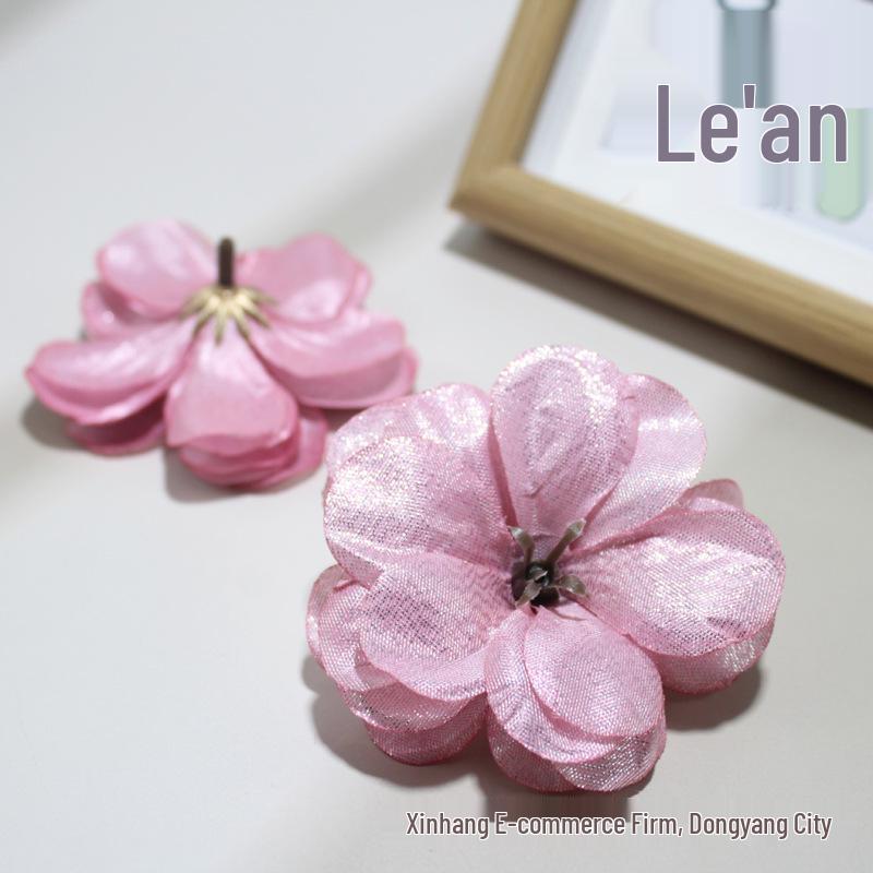 Camellia Gold Thread Artificial Flower Heads for DIY Hairpins and Home Decor Ornaments