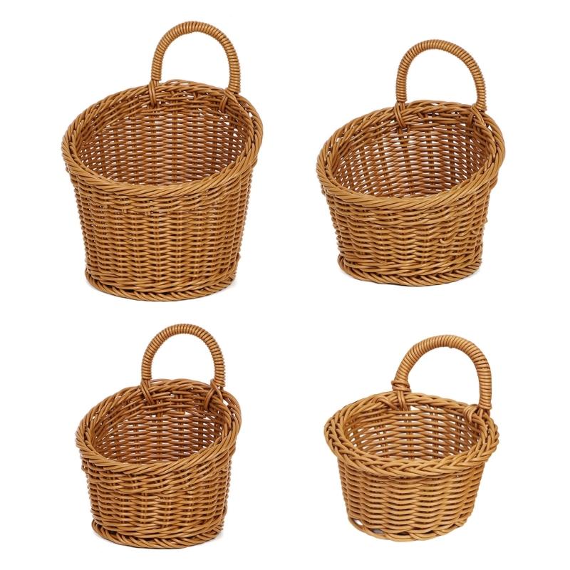 Vintage Wall Mounted Storage Basket Decorative Hanging Organizers For Homes With Sturdy PP Plastic Construction