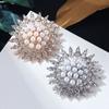 Snowflake Vintage Pearl Brooch Female Autumn and Winter Temperament Brooch Scarf Buckle Environmental Alloy Clothing Accessories Cute Style BFF Gift