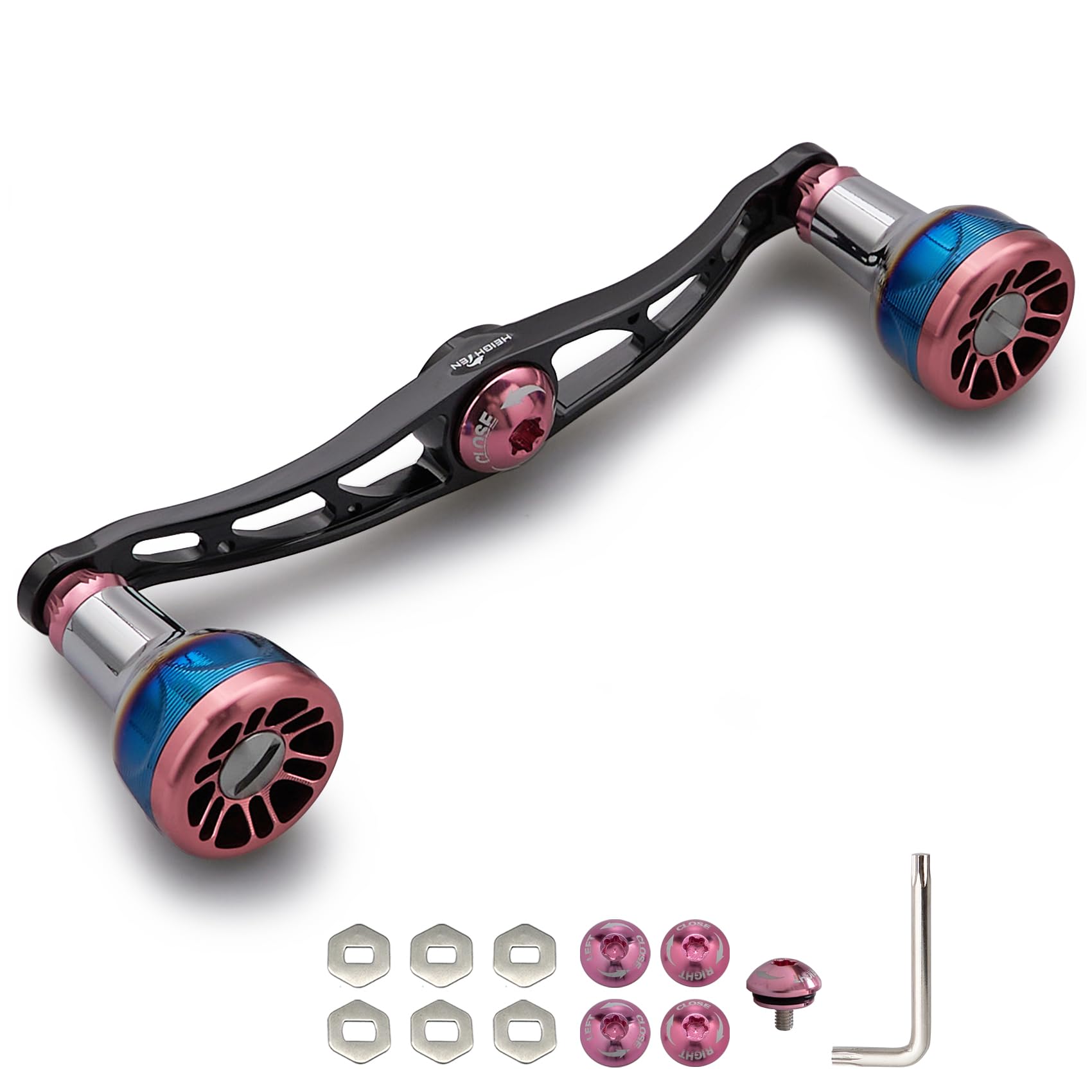 

HEIGHTEN Bait Reel Handle Aviation Aluminum Shimano Daiwa Abu Garcia Universal Engn series Sakura V2.0 105/115mm (Black & Pink, V2.0-115mm) (0068)