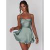 Bareback Satin Camisole Dress for Women Backless Satin Sling Dress Women