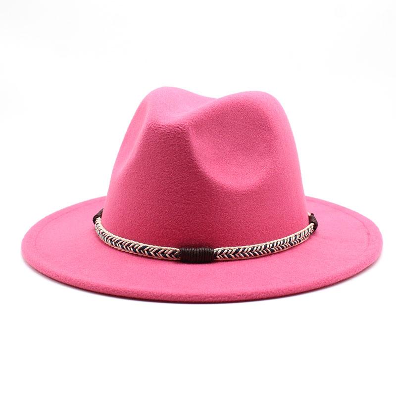 Wool Top Hat, Warm Big-Brimmed Felt Hat, Woven Rope, Retro Versatile Jazz Hat, Imitation Wool
