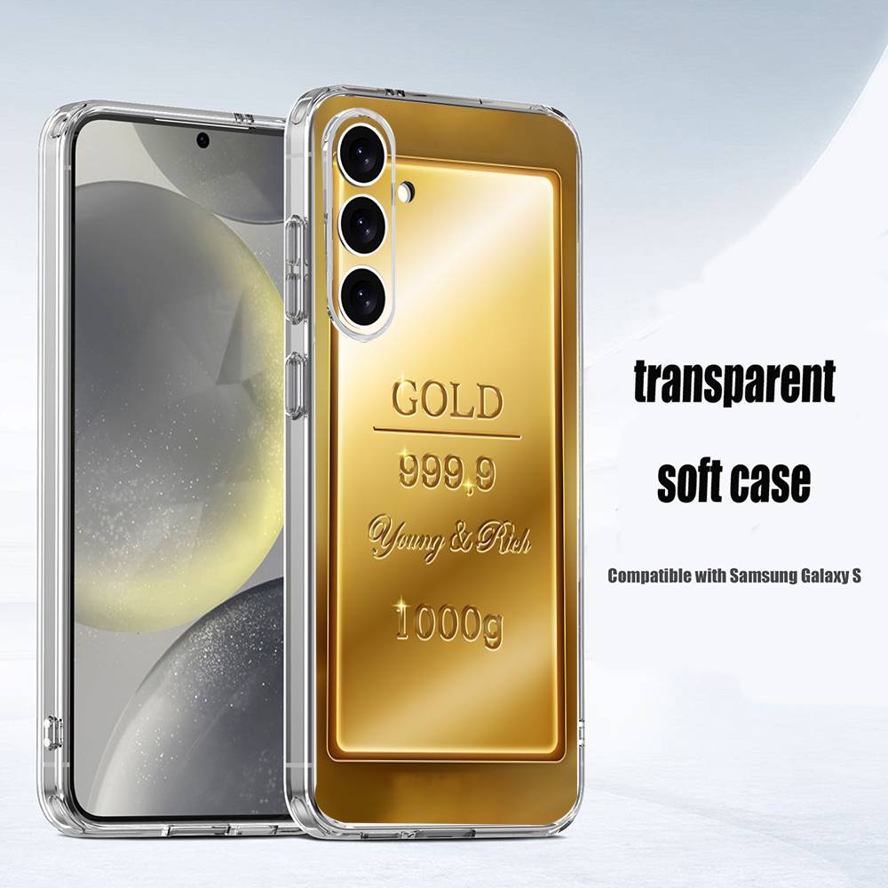Money Gold Art   Phone Case For Samsung S24,30,21,22,23,20 FE,lite,PIus,Ultra,5G,Note,9,10 Transparent Cover