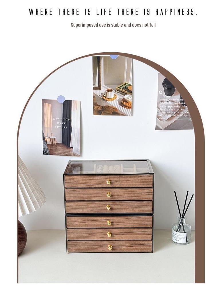 Walnut Three-Layer Jewelry Box: Dustproof & Moisture-Proof Storage for Earrings, Rings, Bracelets