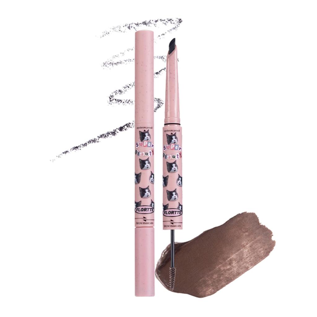 Flortte Eyebrow Natural Pencil Liquid Eyebrow Pencil Smooth Tip Eyebrow Mascara Coloring Eyebrow Eyebrow Oval Core 1 Piece 2-in-1 & Long-Lasting