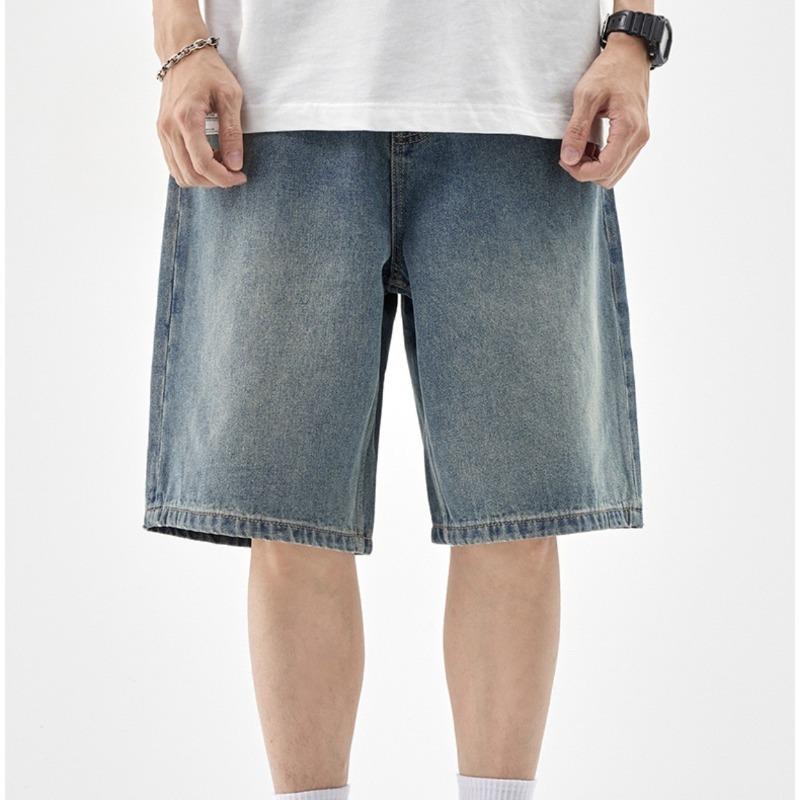 Retro Unisex Volné Prané Džínové Šortky s Rovnou Nohavicí na Léto