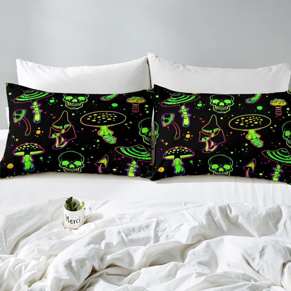 Cartoon mushroom pattern mattress four-piece bedding set bedroom dormitory bedding decoration
