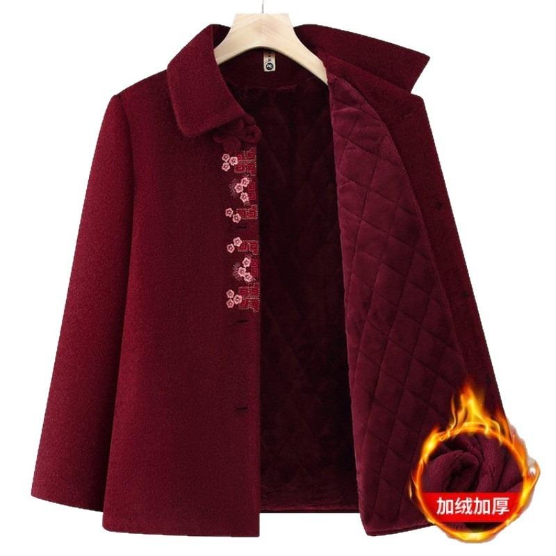 Festive Old Lady Winter Woolen Jacket Mink Top Old Man Tang Clothing Velvet Warm
