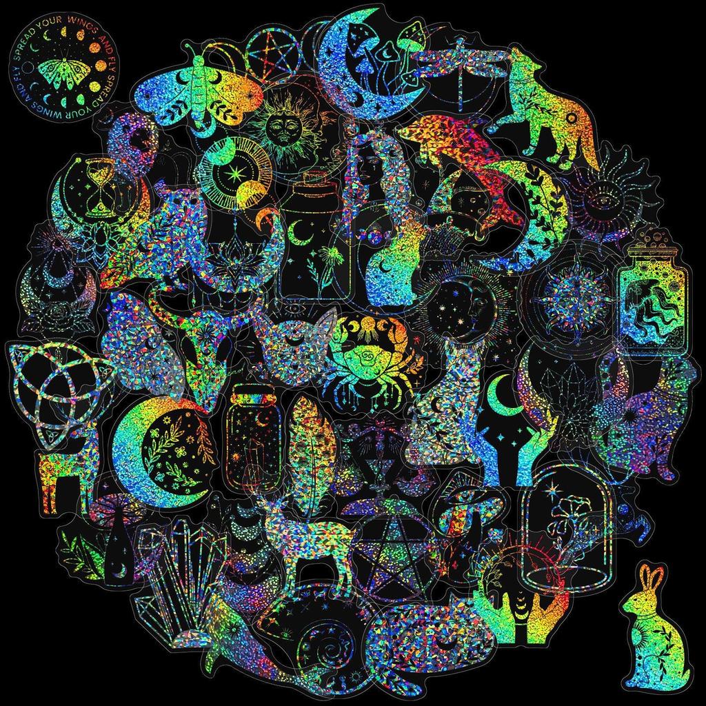 100 Laser Stickers Magic World Respect for Bikers Motorcycle Holographic Stickers