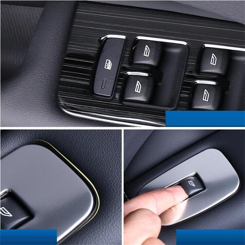 Car Styling for Volvo Xc60 S60 V60 Left Drive Lifter Button Stickers Interior Stainless Steel Decorative Accessories