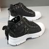New Canvas High-top Women's Shoes 2025 Spring and Summer Breathable Thick Bottom Heightening Casual Shoes Martin Boots Sneakers