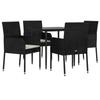 VidaXL Ensemble à manger de jardin coussins 5pcs Noir Résine tressée, ensemble de salle à manger, ensemble de salle à manger 3185144