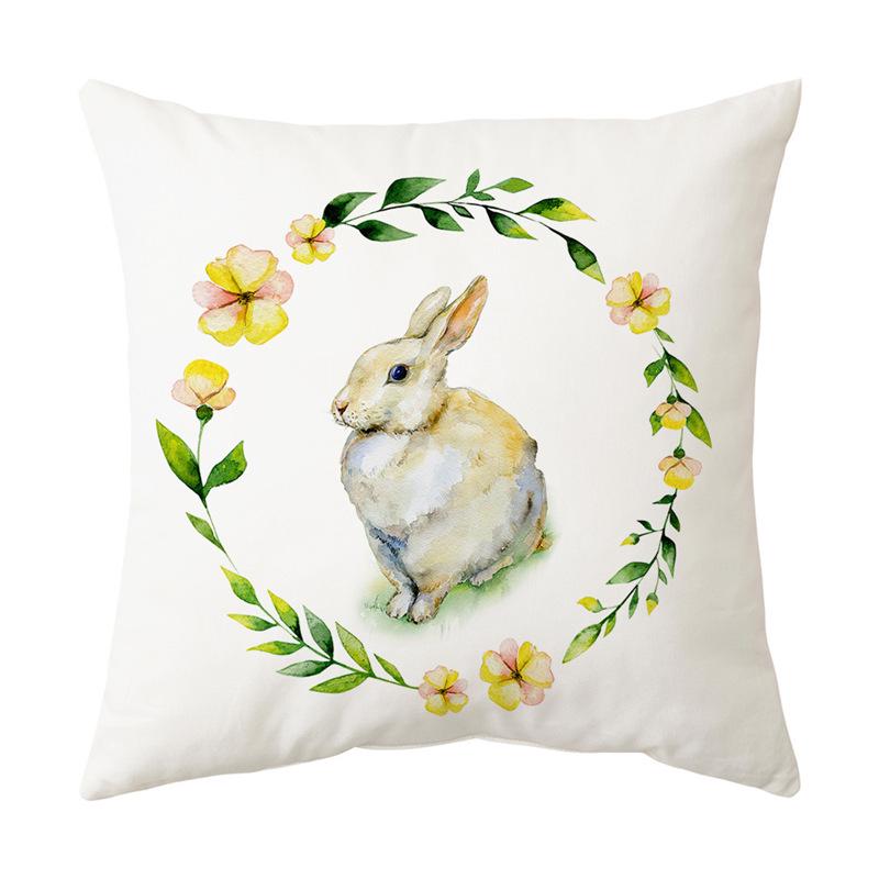 Easter Bunny Cartoon Cushion - Hand-painted Creative Sofa Back Pillow