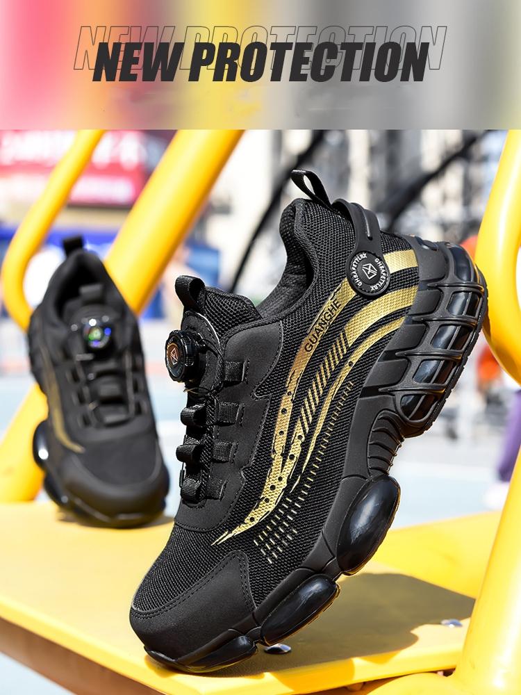 Safety Shoes Men Women Steel Toe Work Shoes Lightweight Rotating Button Anti-smash Protective Sneakers Work Safety Boots
