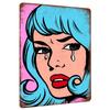 Pop Art Crying Girl Metal Wall Art Vintage Comic Style Home Decor for Living Room Bedroom Bar