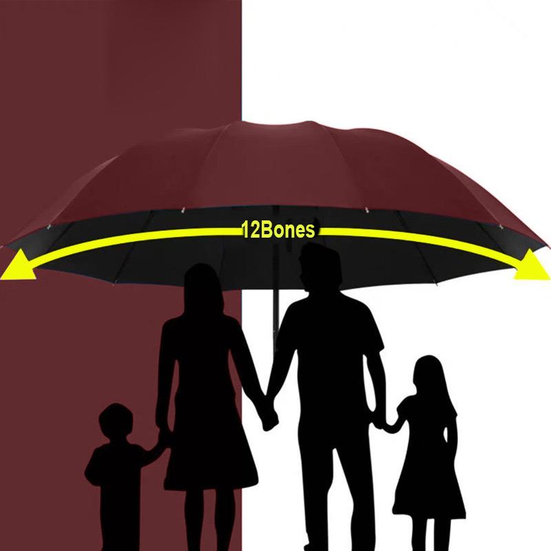 A 130cm super large foldable umbrella with sun protection, windproof strong reinforced with 10 bones, sturdy for three people