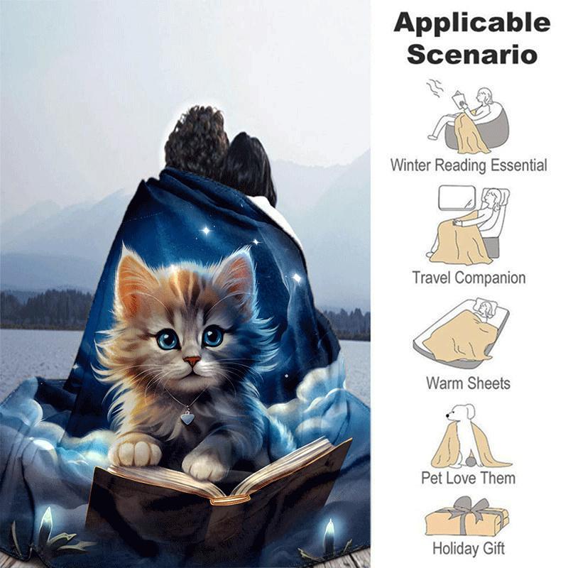 1 Stück Leichte Flanelldecke mit Katzenmuster, Bequeme und Warme Decke, für Camping Sofa Bett und Couch Büro, Geschenk