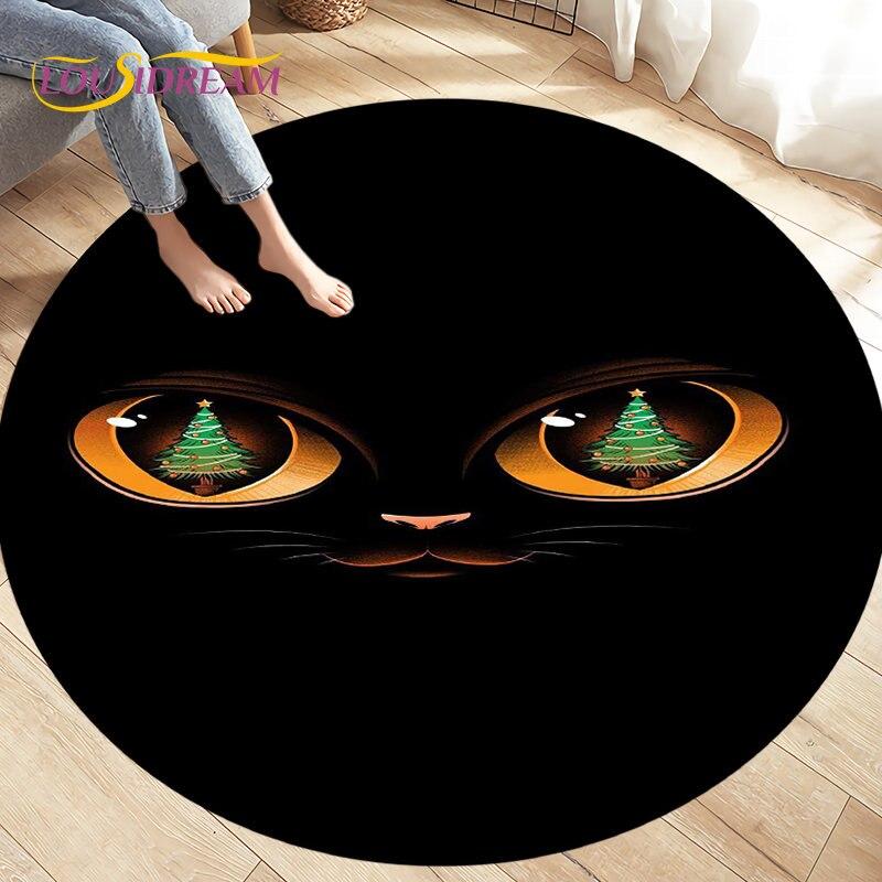 3D Cartoon Cute Cat Area Rug,Round Carpet Rug for Living Room BedRoom Sofa Chair,Kids Play Crawl Soft Non-slip Floor Mat Gift