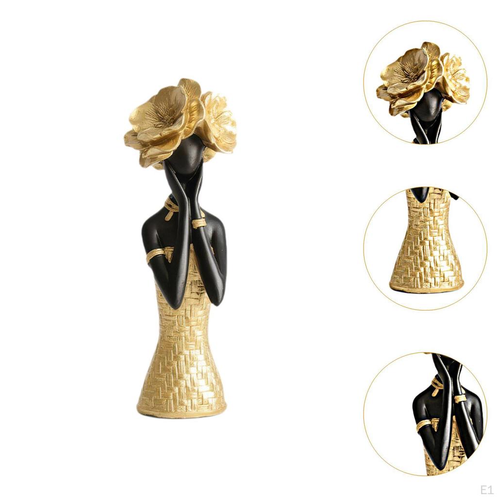 African Women Statue Desktop Decoration Collectible Elegant Gift Sculpture Resin Figurine for Home