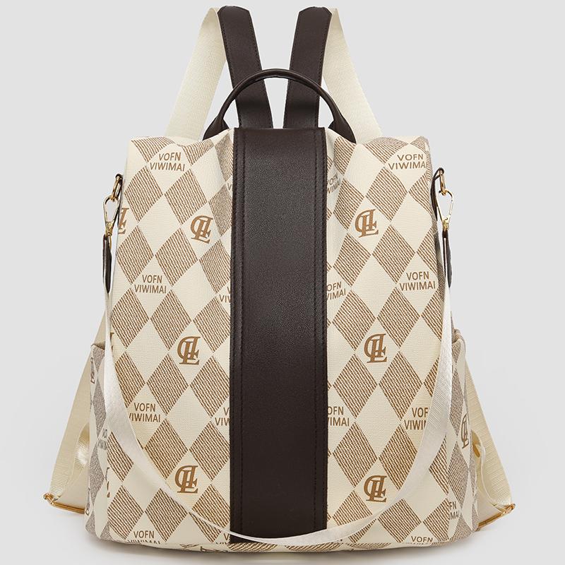 

Женская многофункциональная сумка через плечо с принтом, большая вместимость, рюкзак, дорожная сумка бежевый