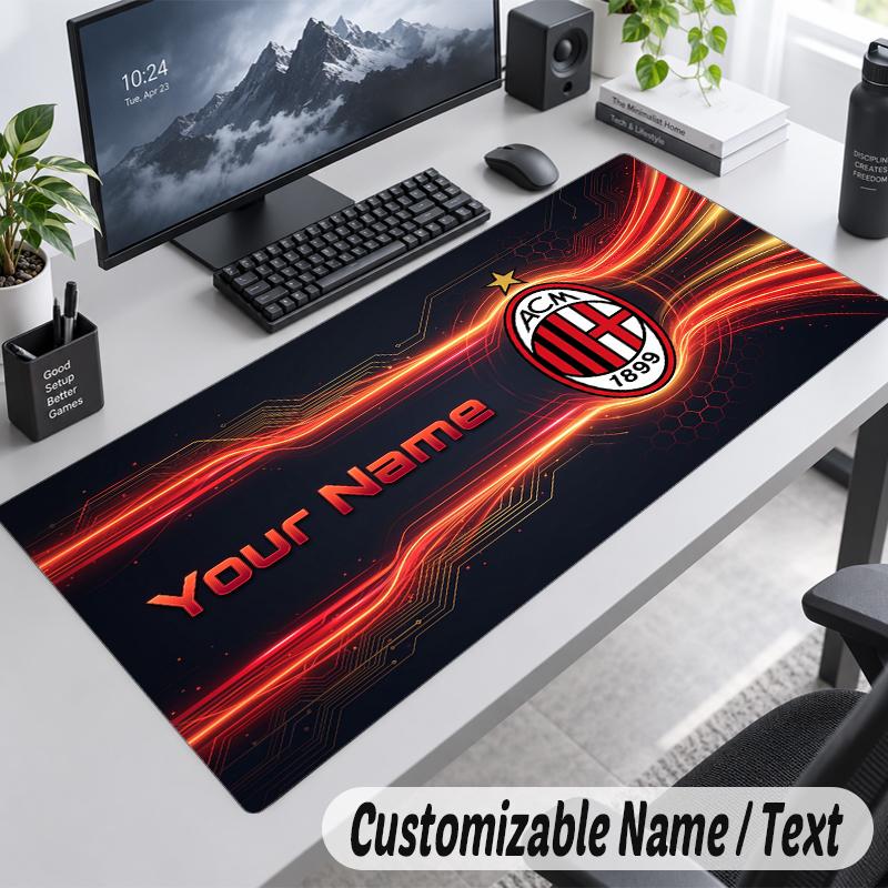 Custom Name Text Mouse Pad AC Milan Personalized Desk Pad For Work And Gaming
