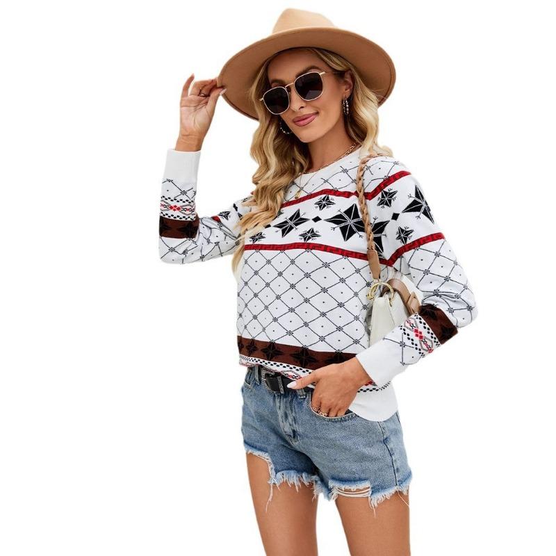Women S Christmas Crew Neck Knit Sweater Loose Fit