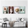 Funny Animal Dog Read Newspaper Oil Painting On Canvas Wall Art Poster Prints Wall Art Picture for Bathroom Toilet Decoration