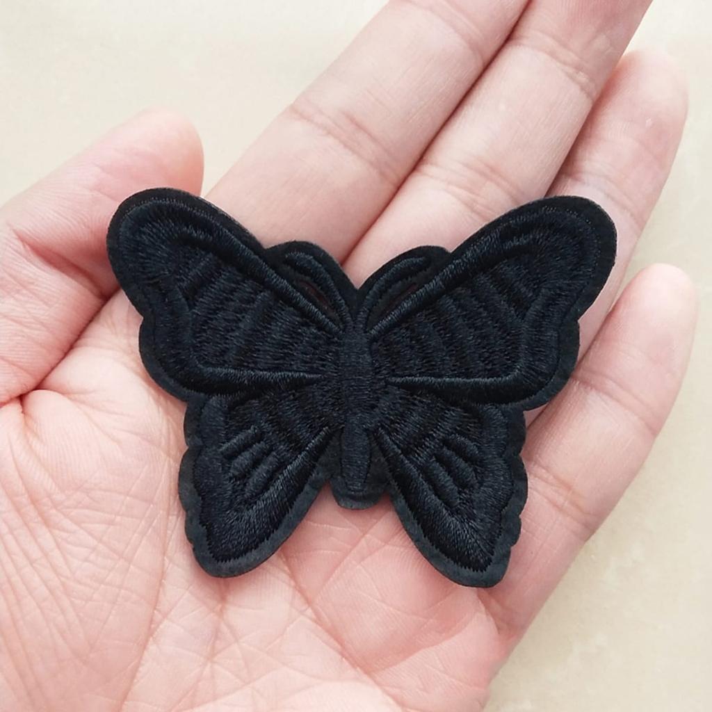 1 Rich Black Butterfly Embroidery Patch - Strong Adhesive Hot Melt Adhesive To Repair and Reinforce Damaged Fabrics