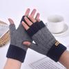 Half-finger Gloves Winter Warm Student Writing Gloves Plush Knitted Cold-proof Gloves Travel Cycling Gloves