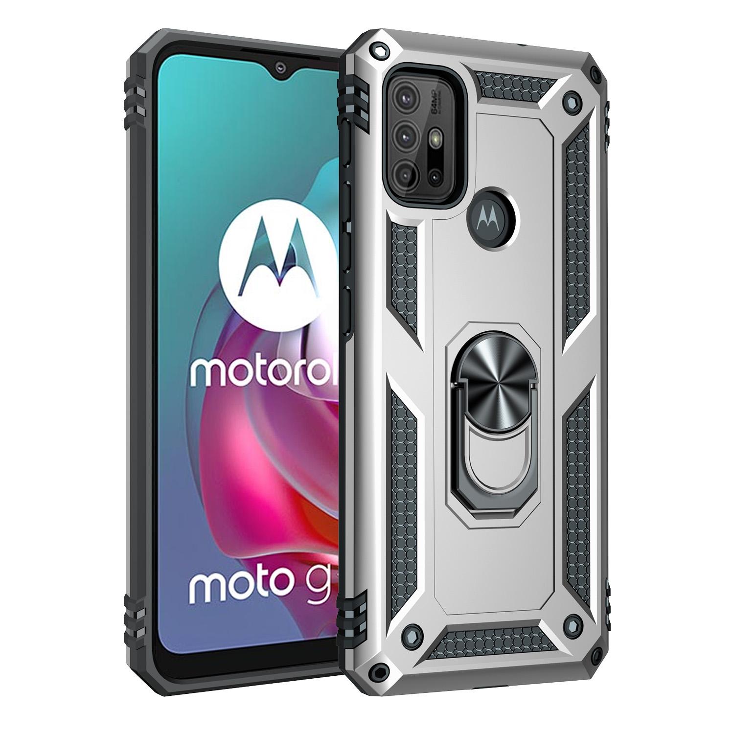 

Для Motorola Moto G10 G20 G30 G50 5G G60 G60S G100 G200 G40 Fusion Case Magnetic Ring Armor для Moto G31 G41 G51 G71 G22 G52 For Moto G20 срібний