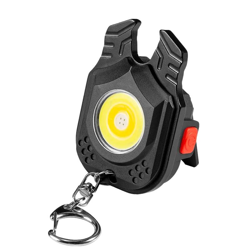 COB Keychain Work Light with Battery Display 8 Mode USB Rechargeable High Lumens Portable LED Light for Camping Hiking Running