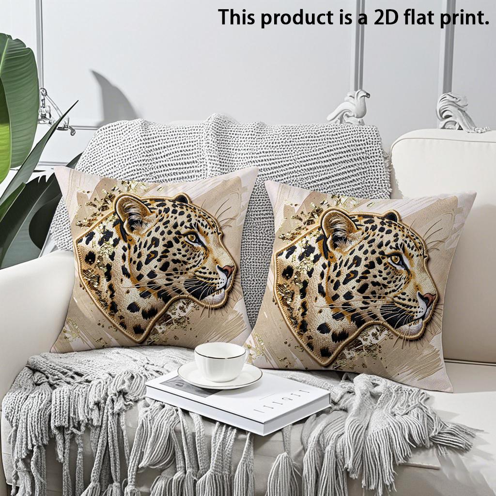 

2pcs Luxury Gold Leopard Print Throw Pillow Covers Wild Animal Decorative Cushion Cases for Sofa Bedroom Living Room 45x45cm-2pcs