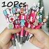 10Pcs Round Ballpoint Pens, Rose Red Medical Series Gel Pens, Suitable for Doctors, Nurses and Students, Christmas Party Stationery Supplies, Ballpoin