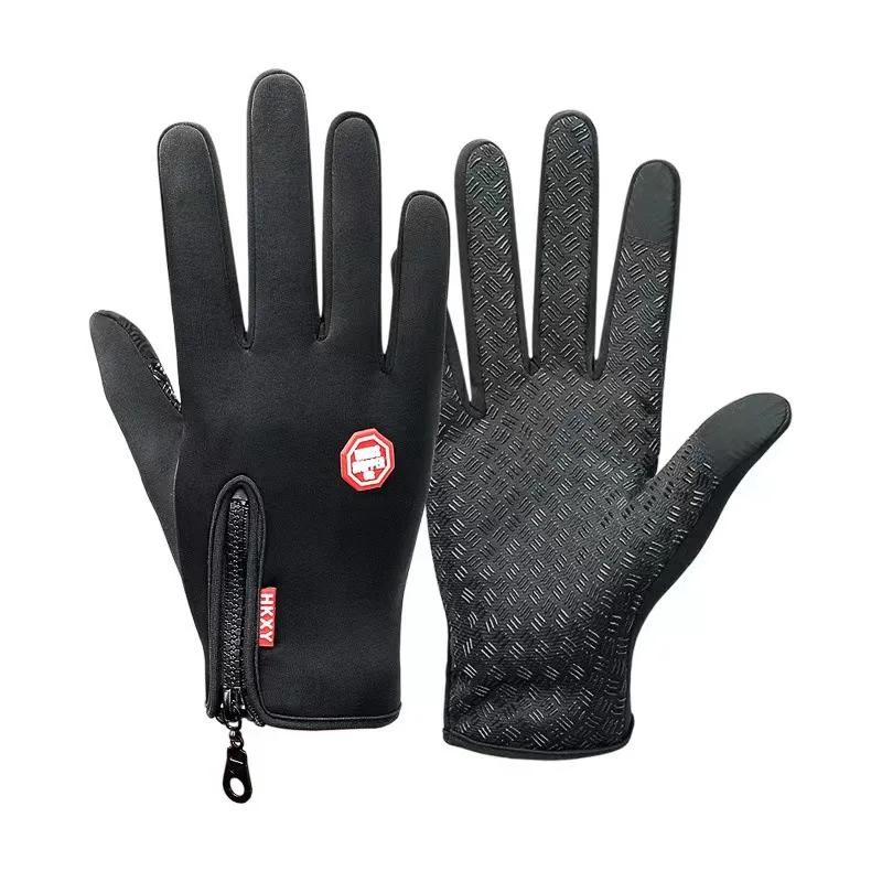 

Winter Warm Men s Gloves Touchscreen Sport Women Outdoor Fishing Splash-proof Skiing Cycling Snowboard Nonslip Zipper Gloves XXL чорний