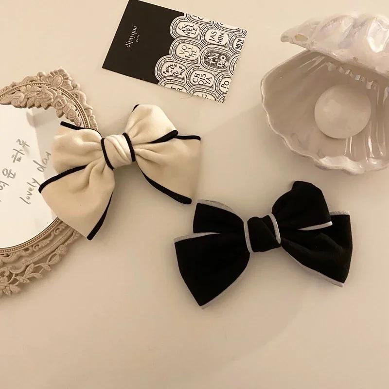 Fashion Summer Solid Color Elegant Bowknot Hair Clip Imitation Cashmere Hairpin Top Hairpin Ponytail Barrettes Hair Accessoires