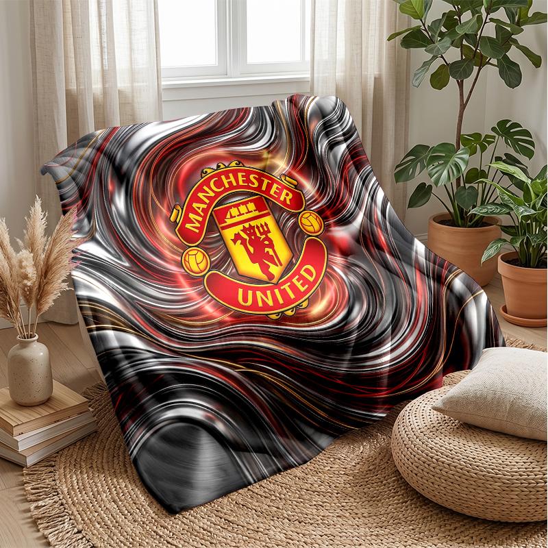 Manchester United Theme Blanket Soft Flannel Blanket Plush Throw Blanket Cozy Sofa Bed Blanket for Home Decor