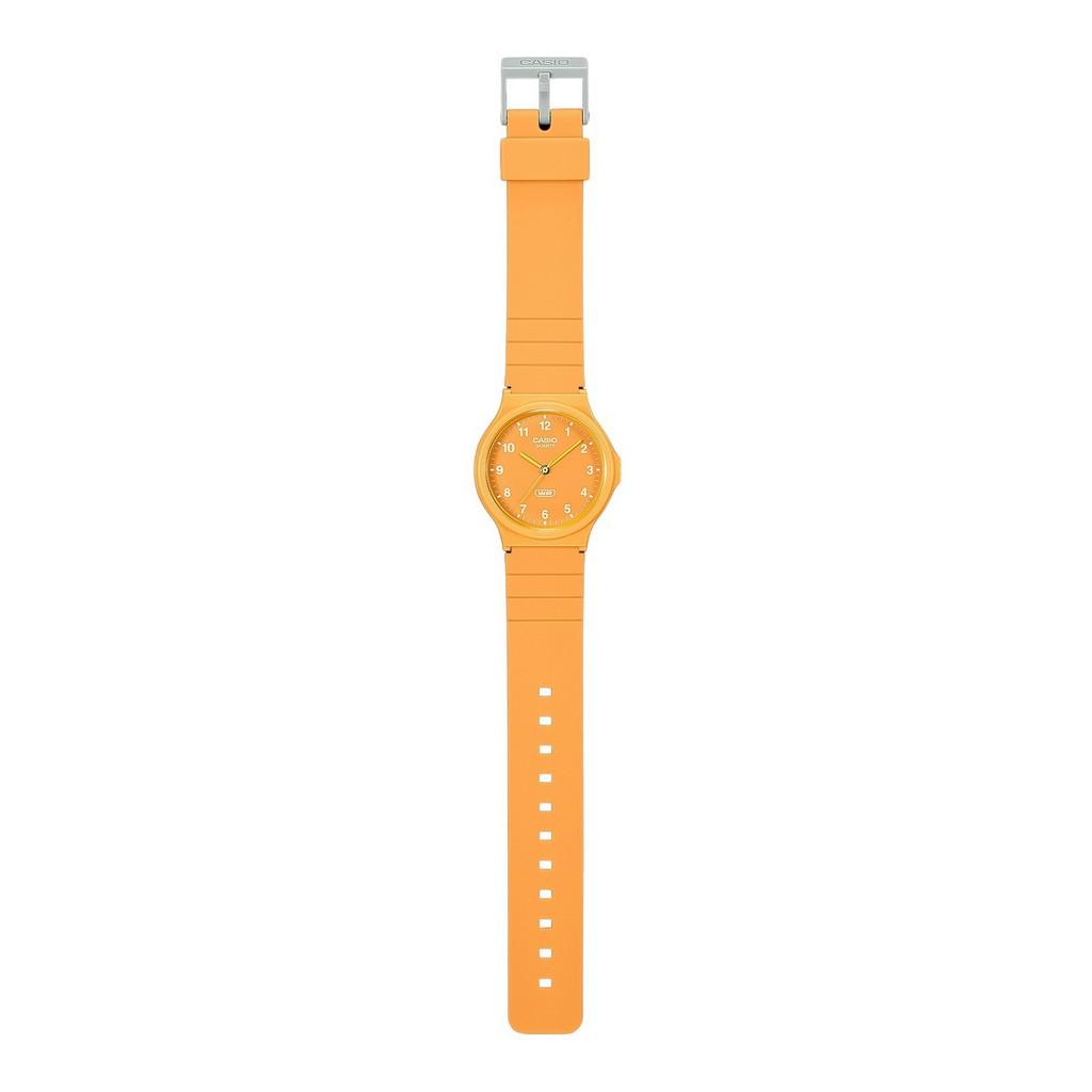 Casio Montre unisexe POP analogique à quartz avec bracelet en résine biosourcée et cadran orange MQ-24B-9B