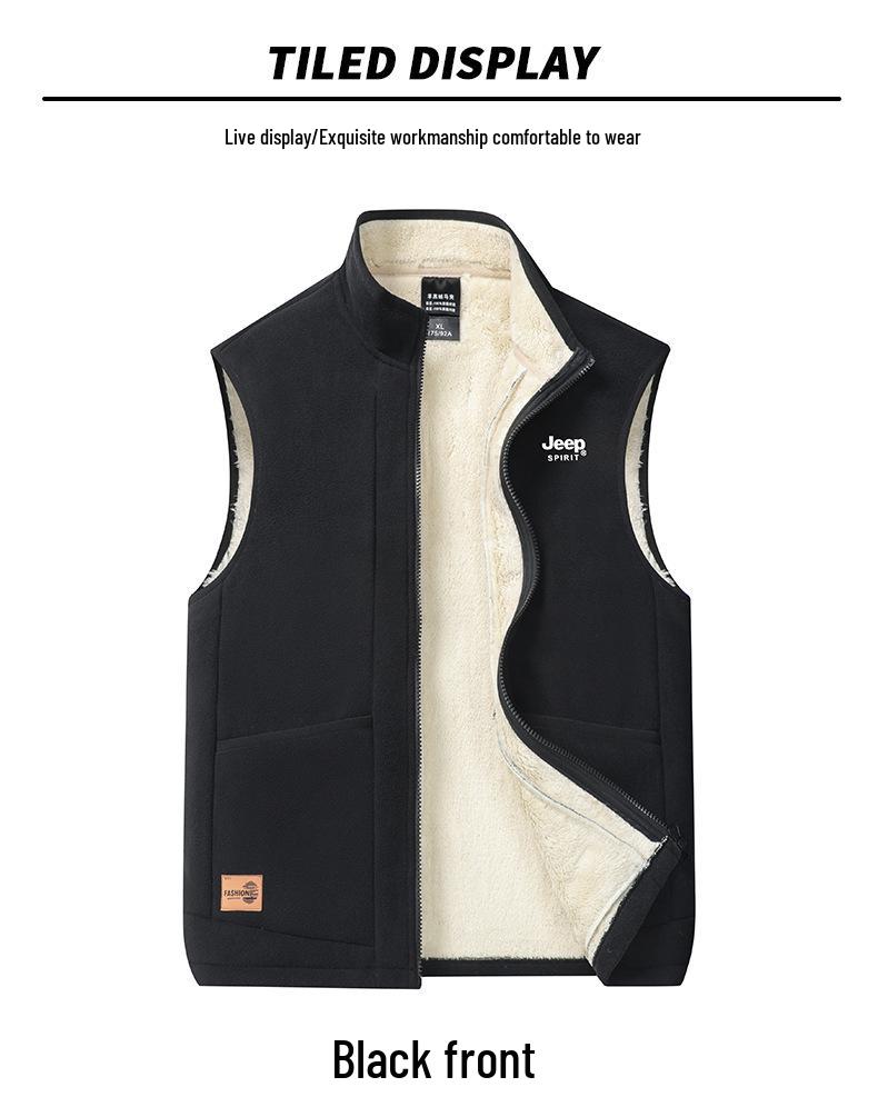 JEEP SPIRIT Fleece-Lined Lambswool Vest Cardigan SS7352