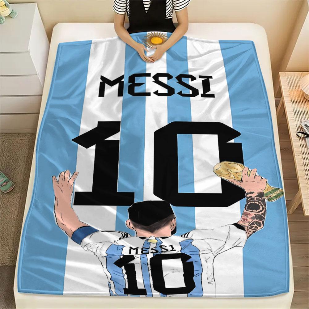 1PC Messi Patterned Flannel Blanket Suitable For All Seasons for Home Decor Warmth and Comfort Gifts Holiday Present