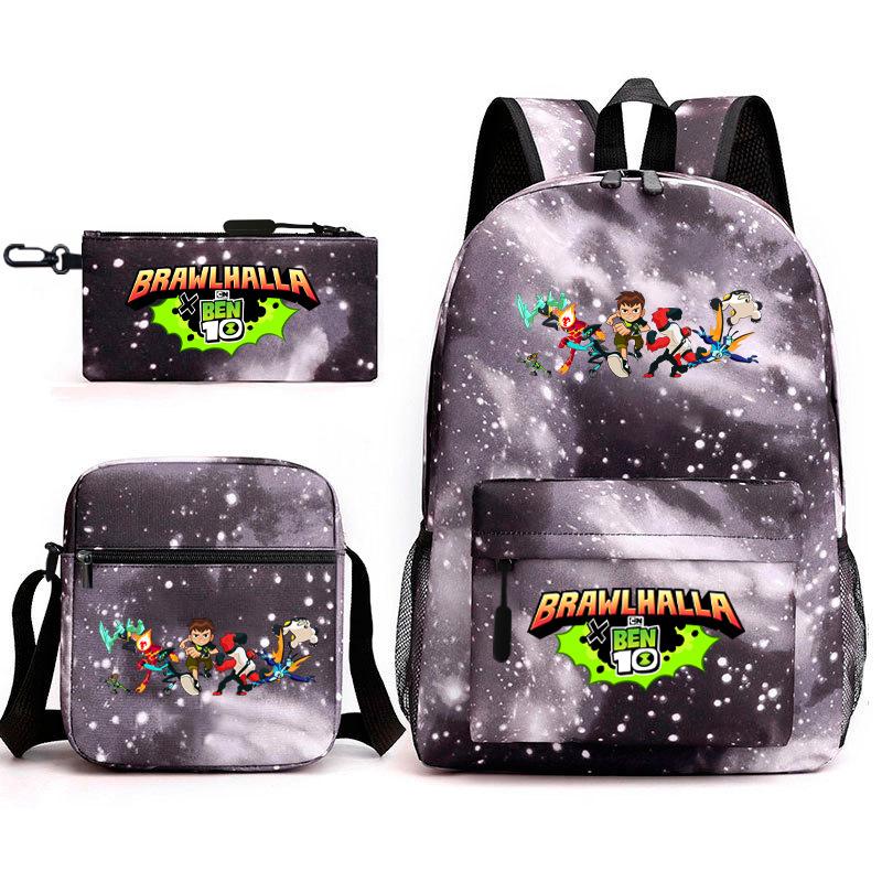 New Hacker Junior Starry Sky School Bag Three-piece Set 10 Heat Transfer Personalized Backpack Leisure Bag