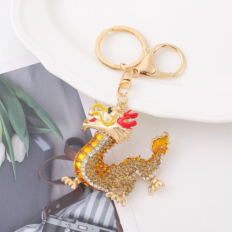 Colorful Rhinestone 3D Tiger Keychain and Metal Backpack Accessory