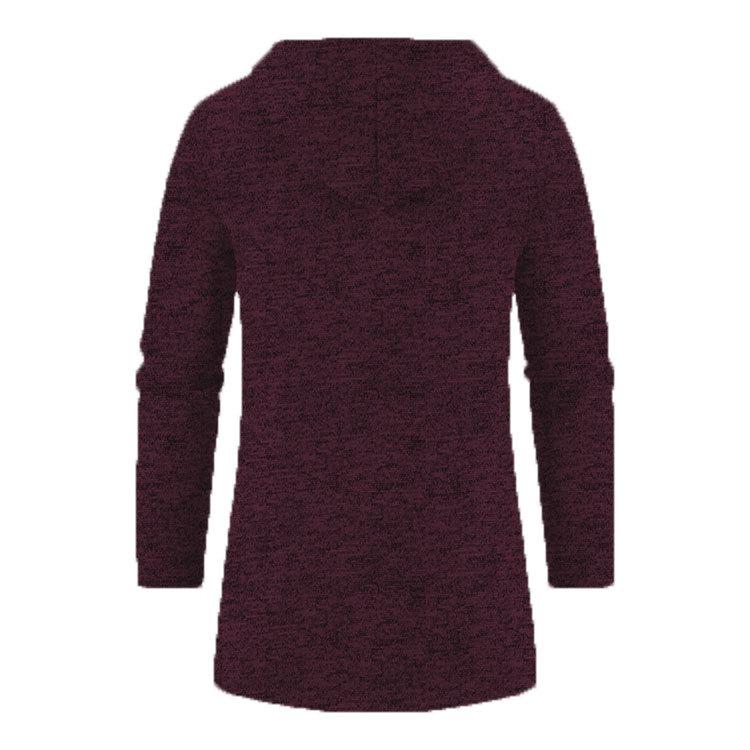 Men's Plus Size Hooded Mid-Length Fleece Knit Cardigan