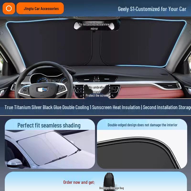 Geely Car Sunshade: Heat-Insulation Windshield Curtain for 25 Models, including Xingyue L, Xingyuan, Xingrui, Emgrand, Boyue L, and Panda MINI.