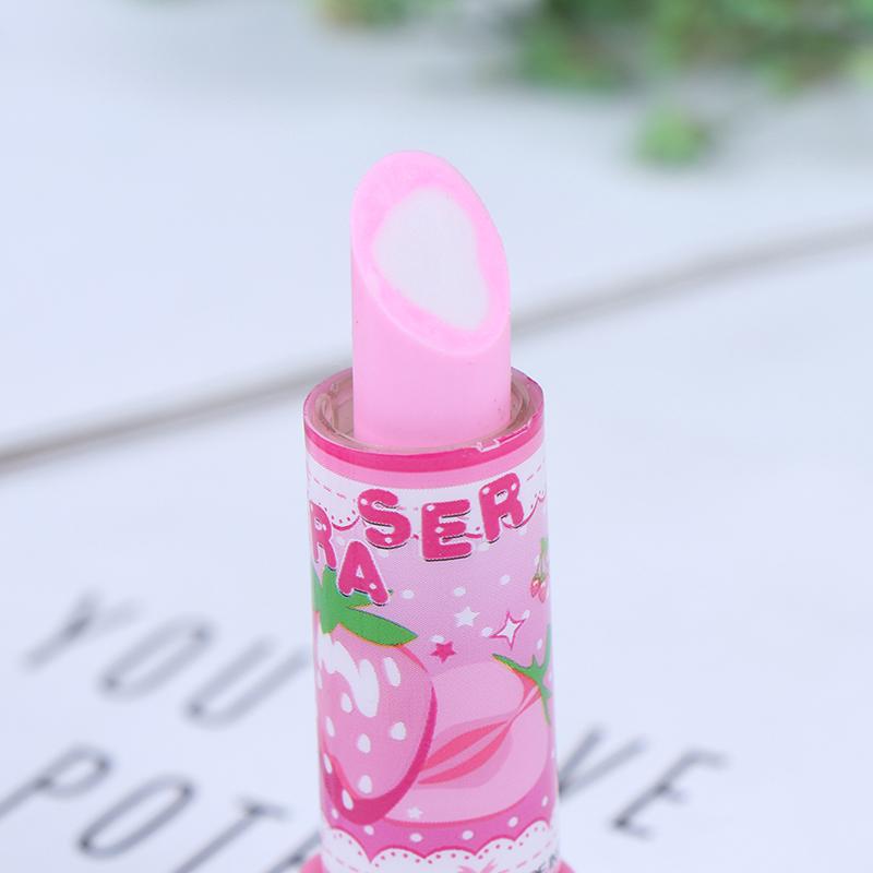 1Pc Child Lipstick Shaped Eraser Student Stationery Xmas Gift Pencil Erasers