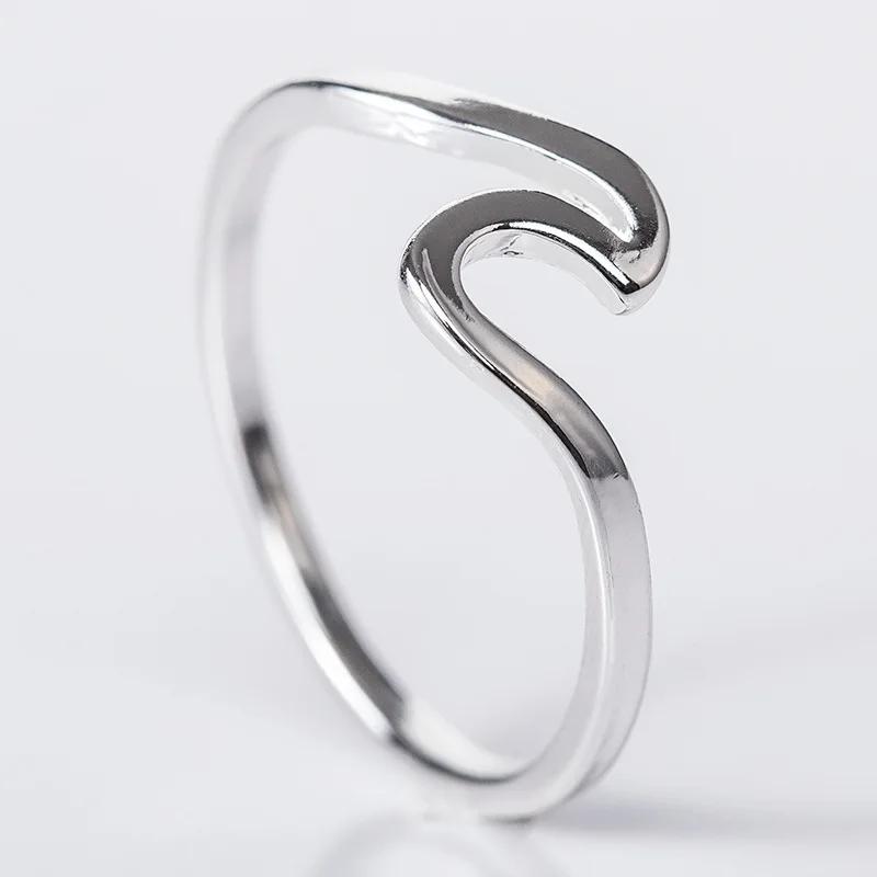 

Stainless Steel Wave Rings for Women Men New Simple Design Sea Wave Shape Ring Size 5-10 Surf Wavy Jewelry Accessories 13