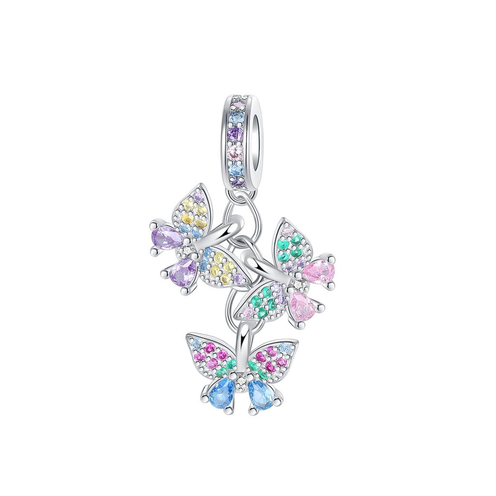 Original Copper Colorful Butterfly Series Pendant Charms Pendant Beads Fit Pan Bracelet Necklace Jewelrny For Women