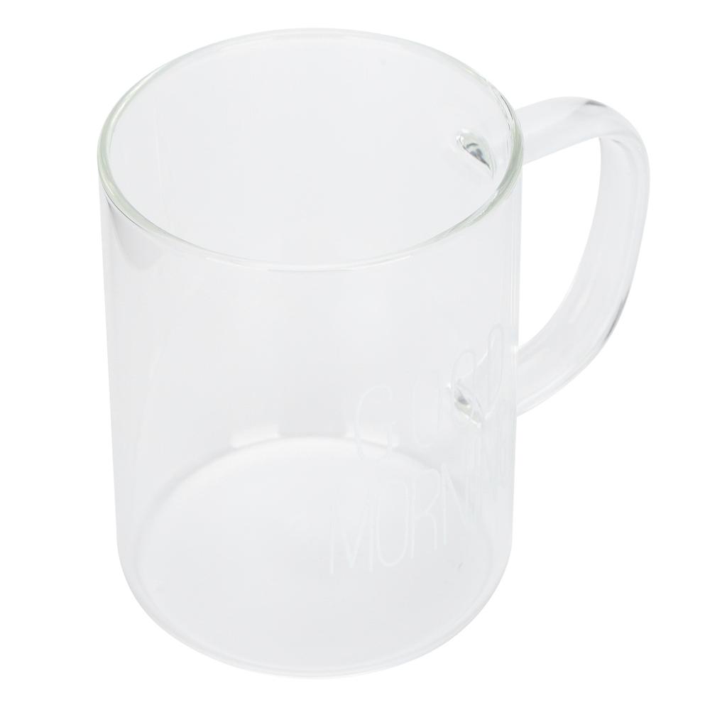 350ML Transparent Milk Coffee Mug with Handle Glass Water Cup Drinkware Kitchen UtensilWhite Letter
