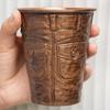 Vintage Pure Copper American Coffee Mug,Engraving Jeans Shape Texture Drinking Beer Beverage Outdoors Mug,Straight-Sided Tea Cup