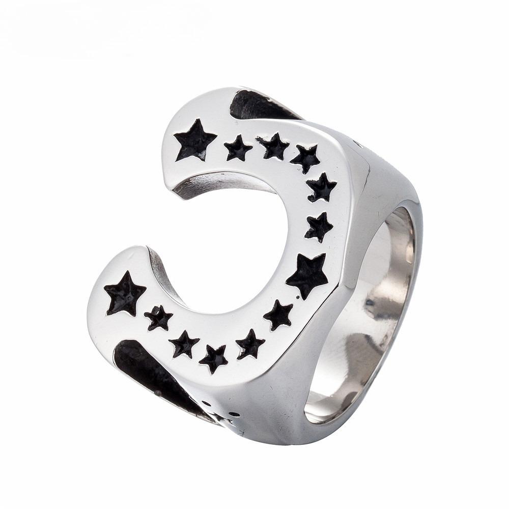 

2026 Hipster Horseshoe Closed Ring Retro and Old U-shaped Five-pointed Star Ring no. 13